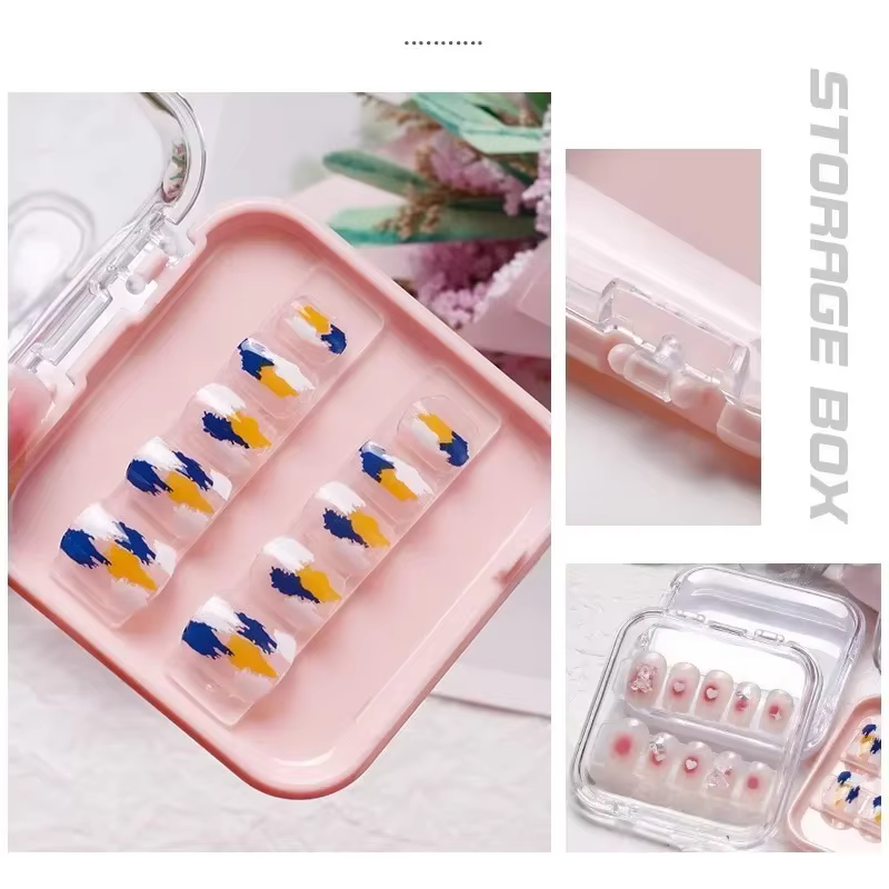 Boîtes à ongles vides pour l'emballage, boîte de forme carrée, vente en gros de pointes d'ongles, étui d'emballage à pression pour petites entreprises, 10 pièces