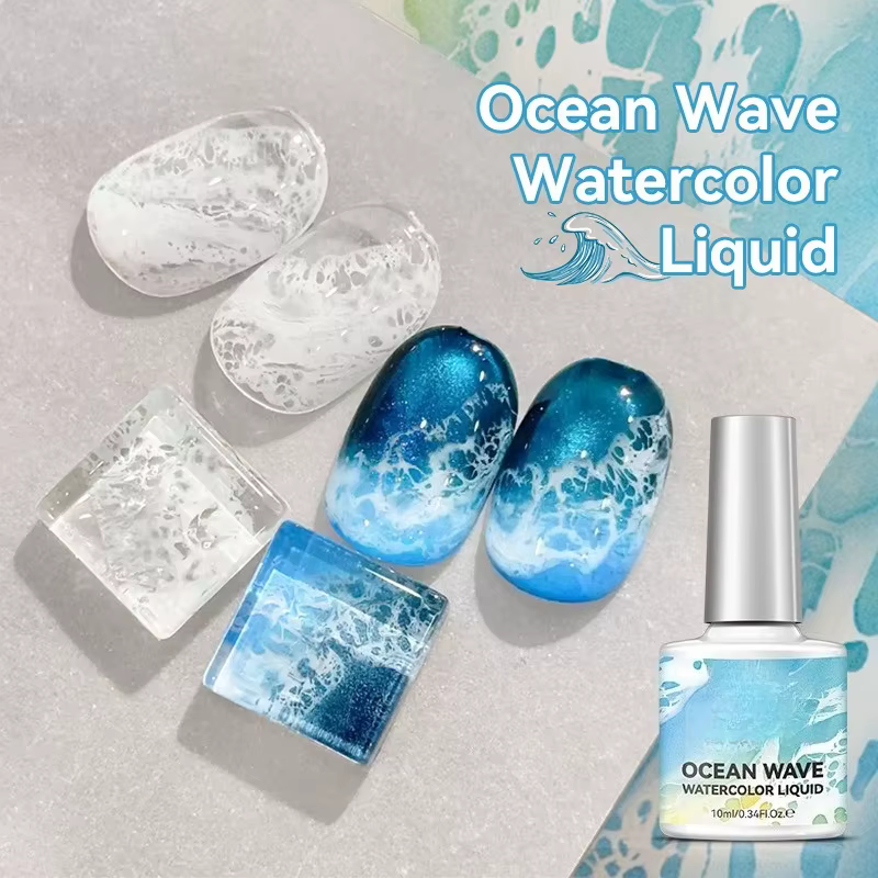 Gel à ongles liquide blanc effet vague éclatante