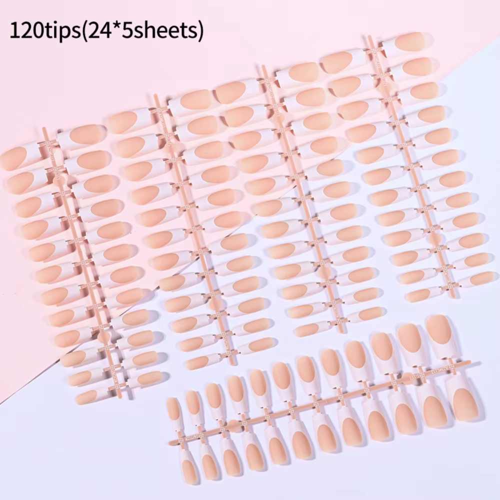 120 pièces faux ongles français nus Ballet amande carré doux Gel conseils presse
