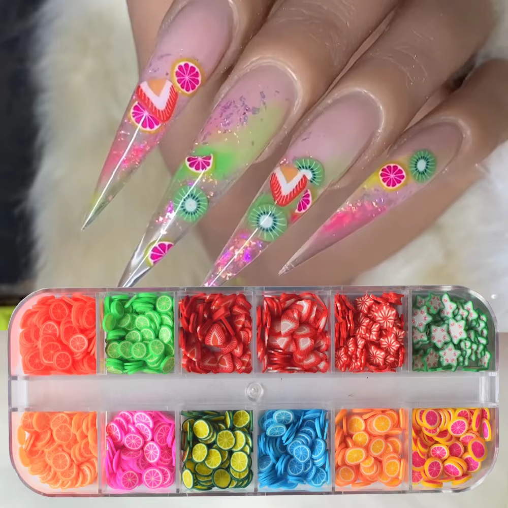Autocollants 3D en forme de tranches de fruits pour nail art