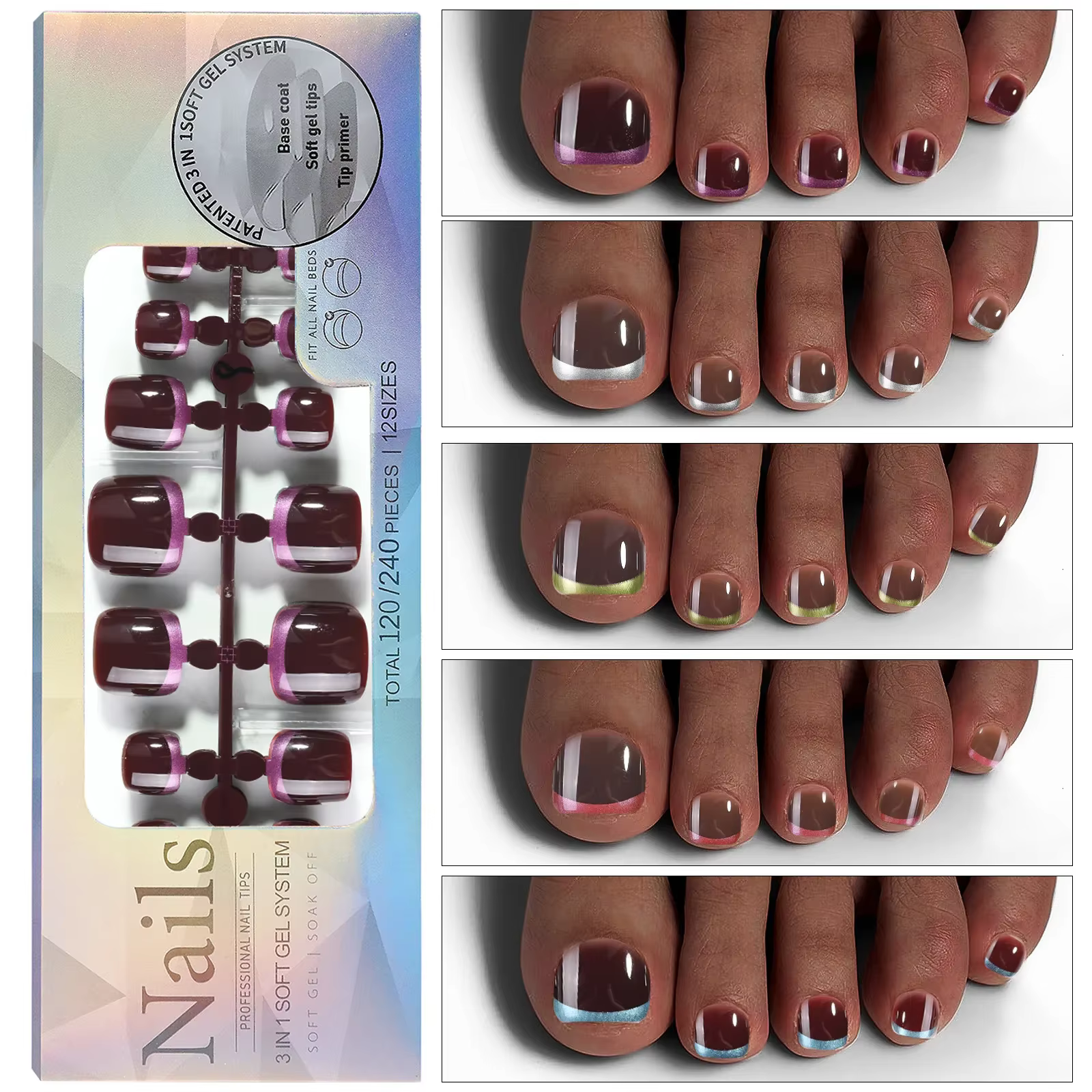 120 pièces faux ongles nus rose court carré ligne française faux ongles détachables presse sur les ongles acryliques doux ongles conseils