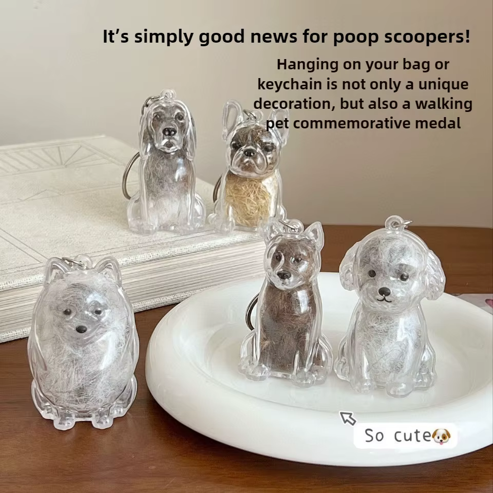 Porte-clés de rangement pour poils de chien, pendentif mignon pour sac, Couple, voiture, bijoux, Collection Souvenir, cadeau, accessoires de décoration