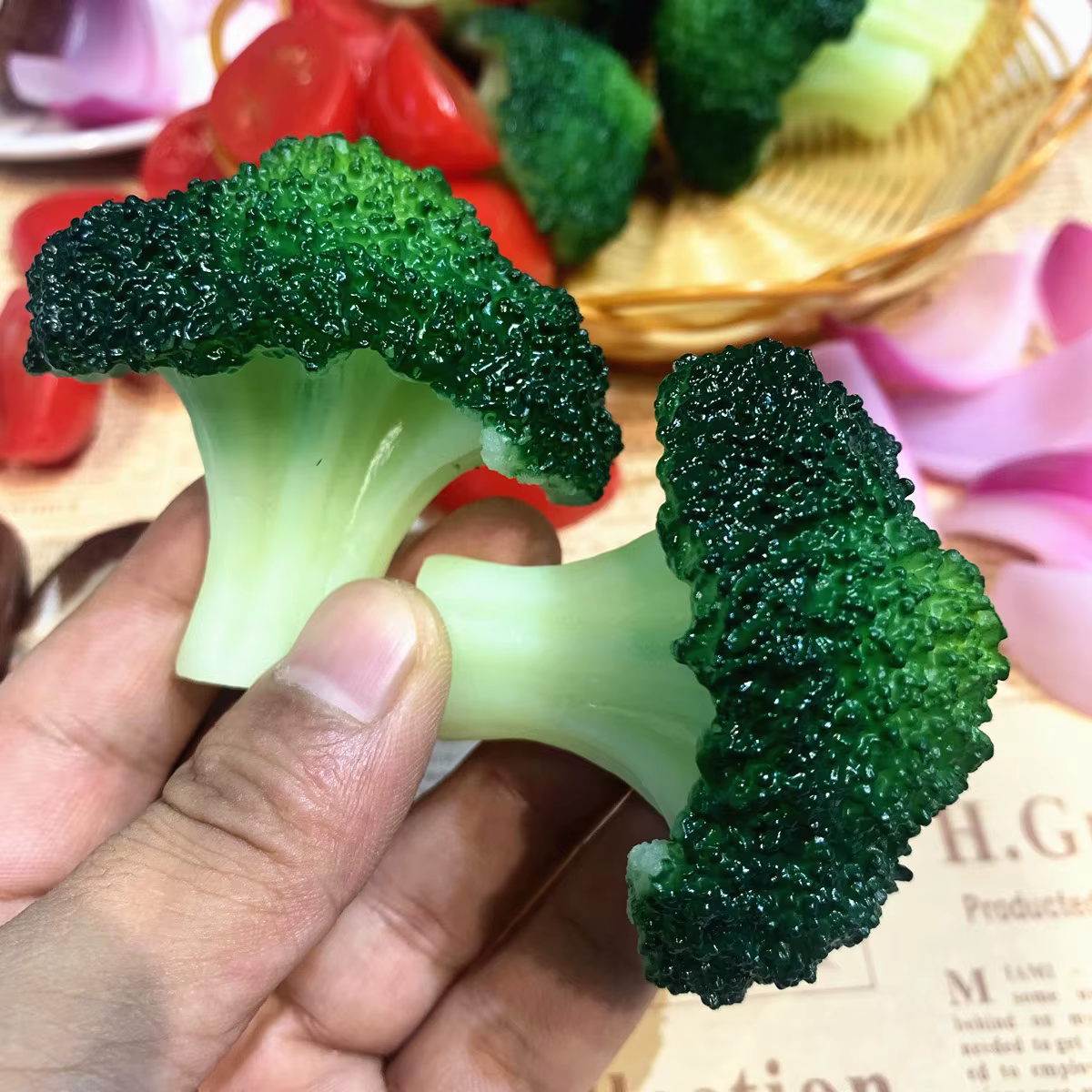 Faux légumes-brocoli artificiels réalistes, tomates, tranches d'oignon, champignons pour décoration de cuisine à domicile, faux accessoires alimentaires, artisanat de bricolage