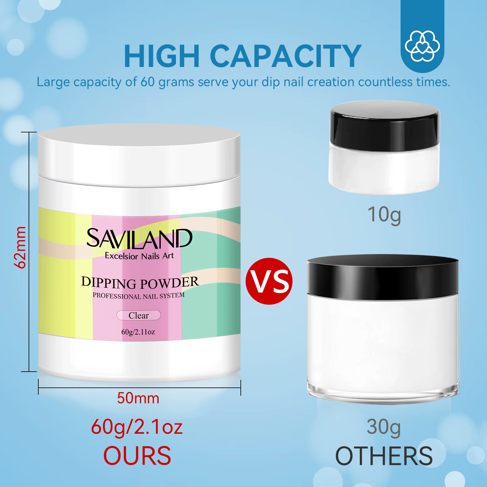 SAVILAND 60g trempage poudre à ongles clair nu Dip