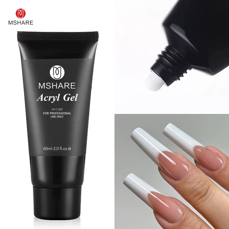 MSHARE Gel français ongles conseils Super blanc Poly acrylique Gel pour Extension d'ongles cristal UV LED Construction