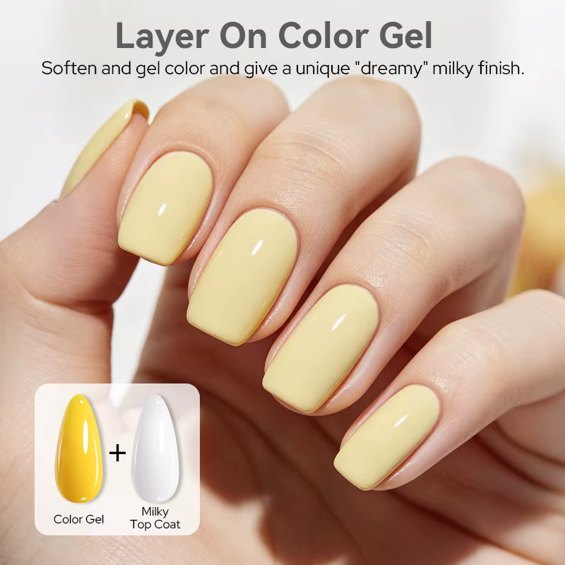 BORN PRETTY 10ml Top Coat Lacté Blanc Gel UV Vernis à Ongles Semi-Permanent Translucide Effet Gelée pour Manucure –