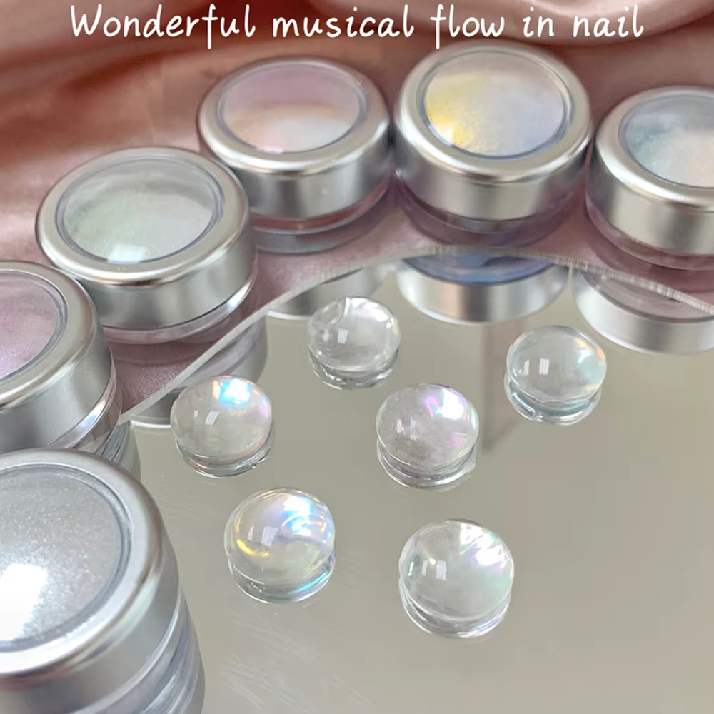 1 boîte de poudre à ongles miroir magique au clair de lune