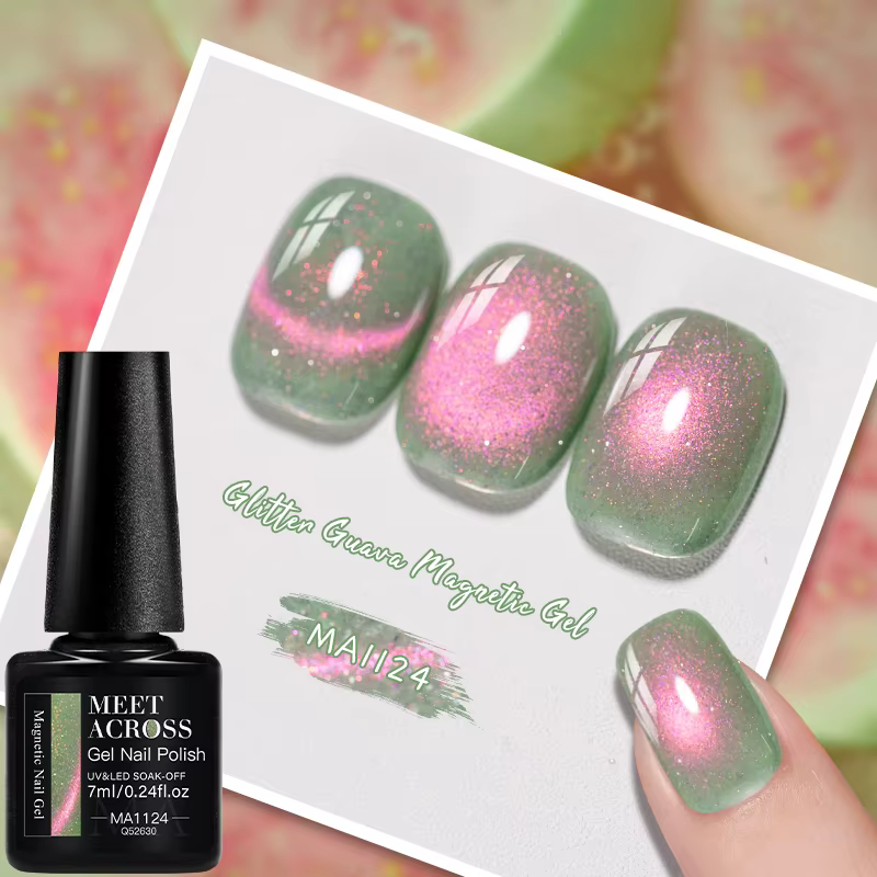 Vernis à ongles gel magnétique pailleté Guava Cat