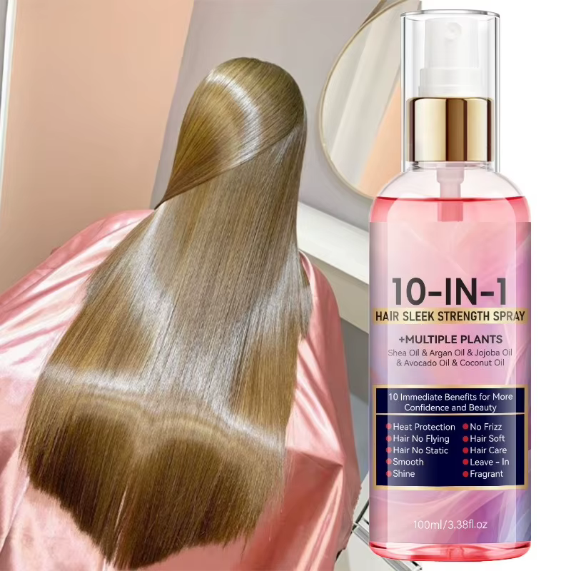 Spray capillaire 10 en 1 sans rinçage pour réparer les cheveux secs, lisser, hydrater et coiffer
