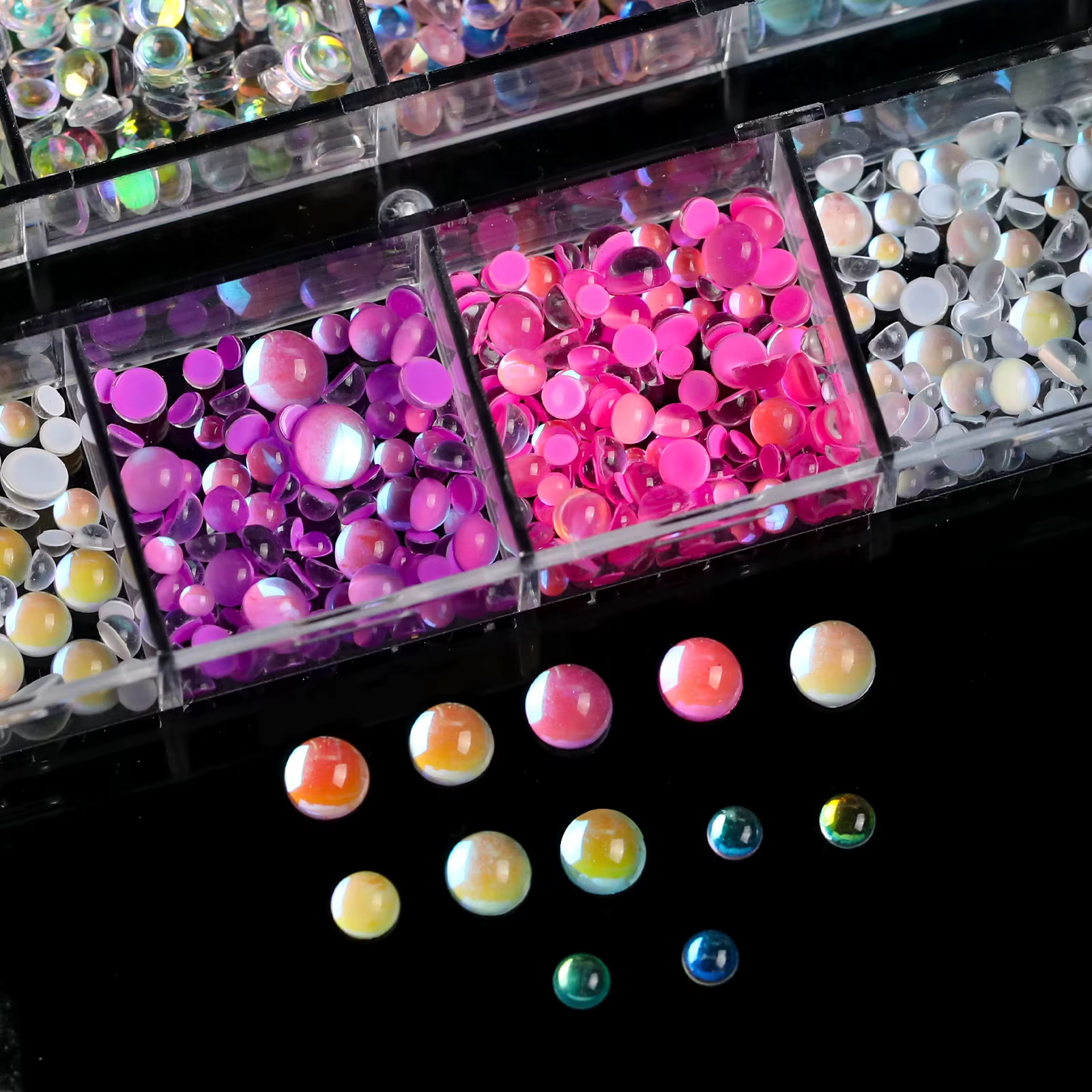 12 grilles de perles à ongles sirène 3D