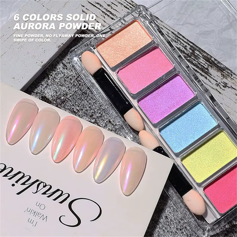 KANIU Pigments Métalliques Scintillants Arc-en-ciel Effet Miroir pour Ongles