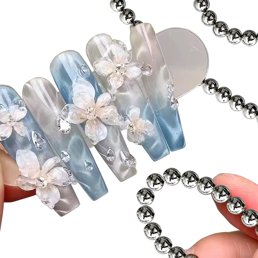 10/20 pièces perles magnétiques rondes pour Nail Art ondulation de l'eau oeil de chat Gel vernis fleur glacée sculpture