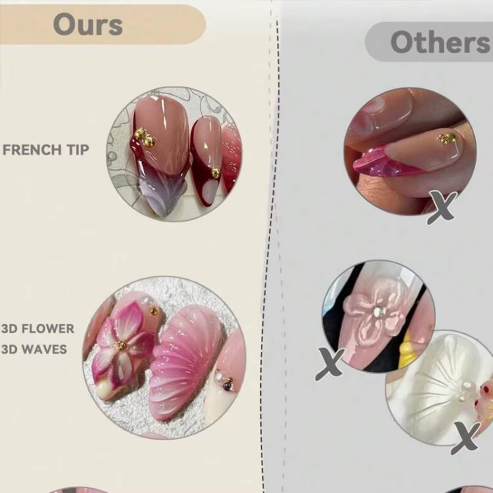 10 pièces/boîte Faux ongles en gel effet coquille ondulée