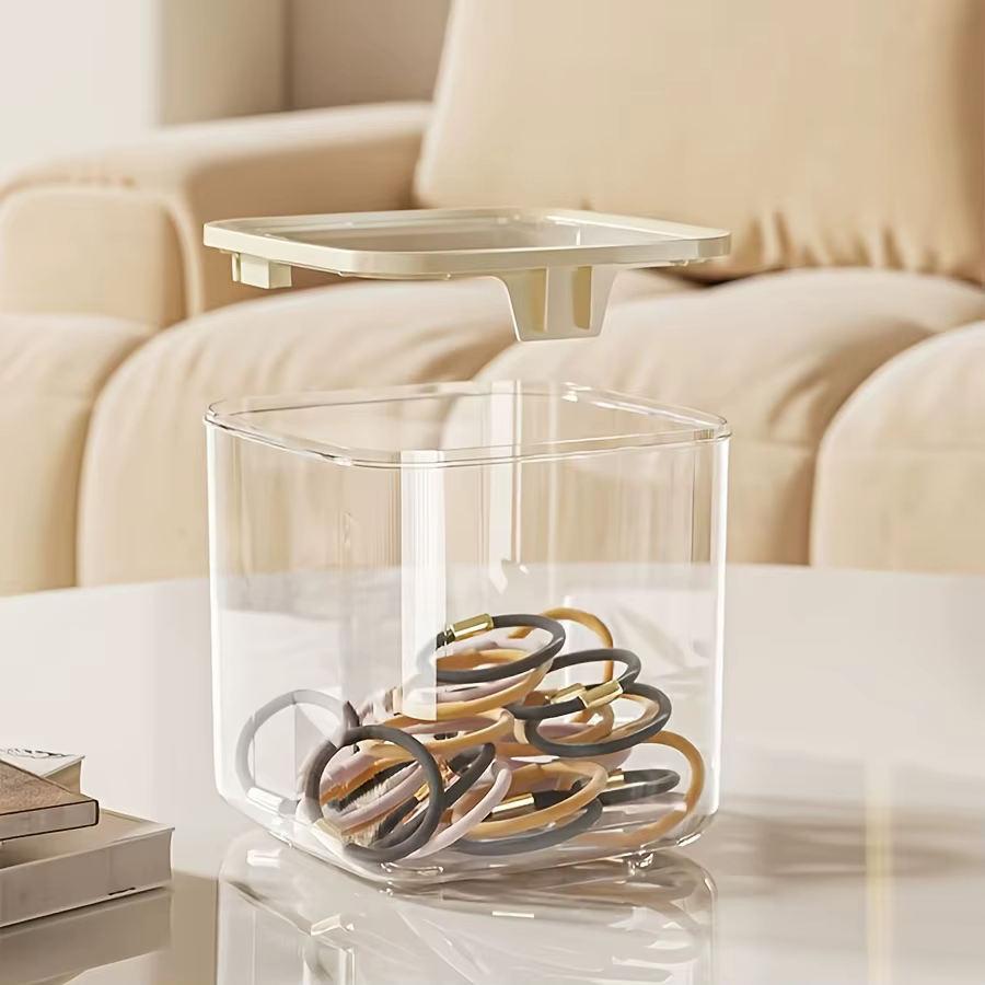 Organisateurs de rangement d'accessoires pour cheveux, support de rangement d'accessoires de vanité, boîte anti-poussière, conteneurs de rangement de linge, salle de bain