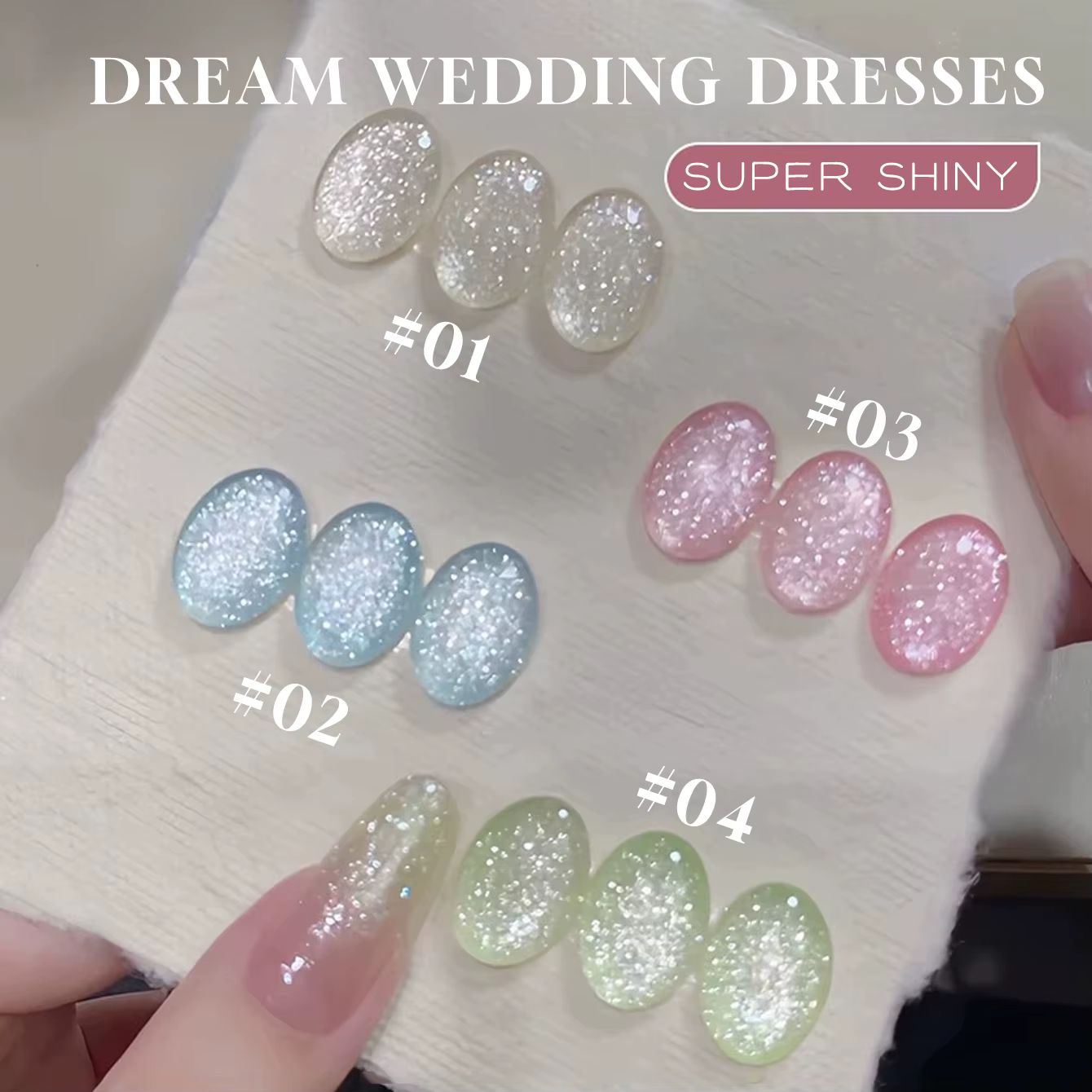 MIANEL 12ml Vernis à Ongles Gel Scintillant Effet Robe de Mariée