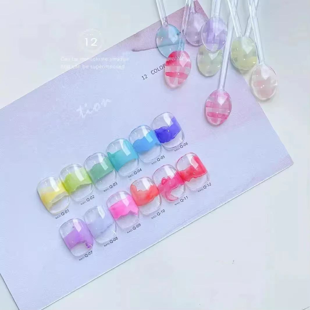  Kit de vernis gel effet nuage aquarelle 12 couleurs/ensemble pour nail art couleur macaron