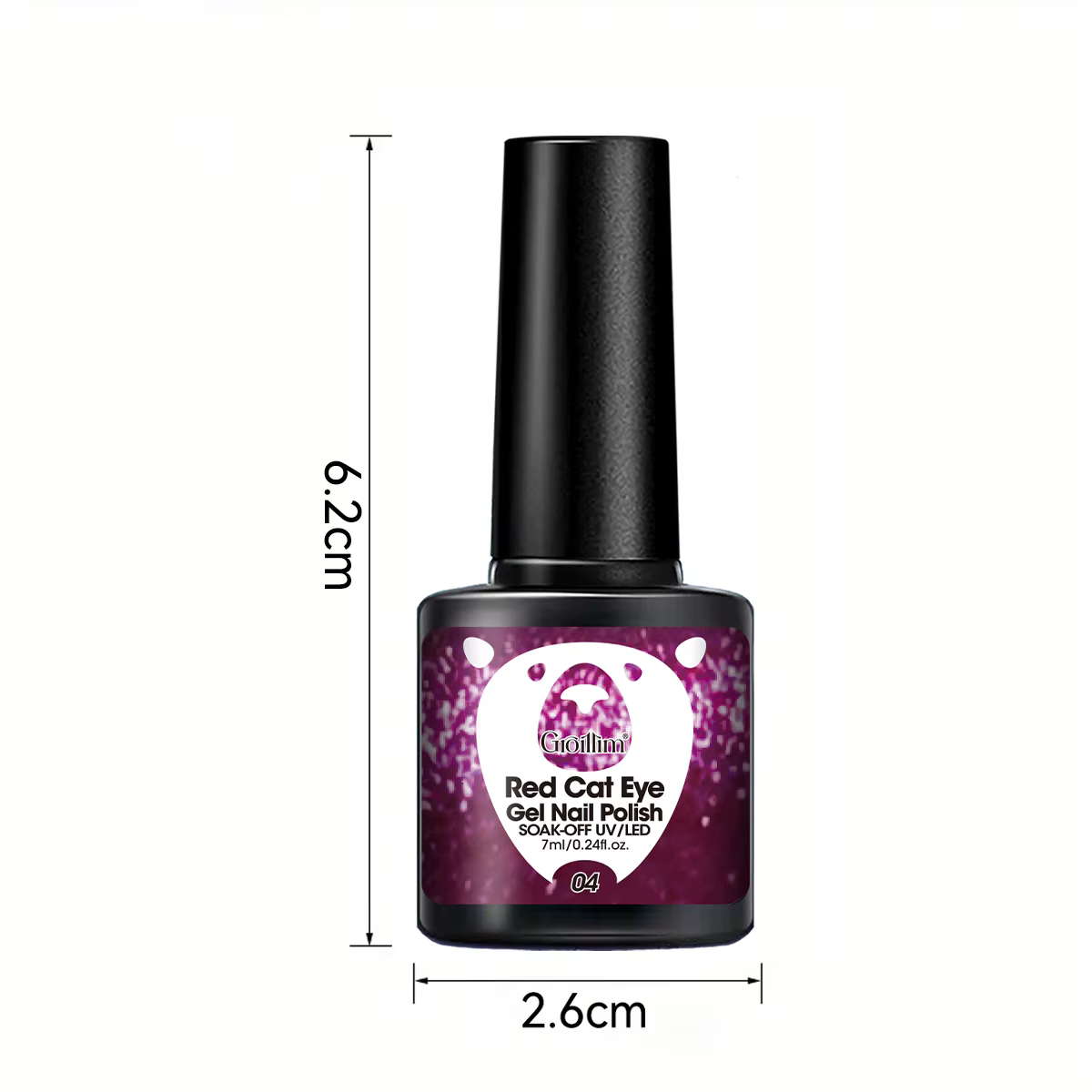 Groillim 7 ml paquet unique nouvel an rouge paillettes oeil de chat Gel vernis à ongles