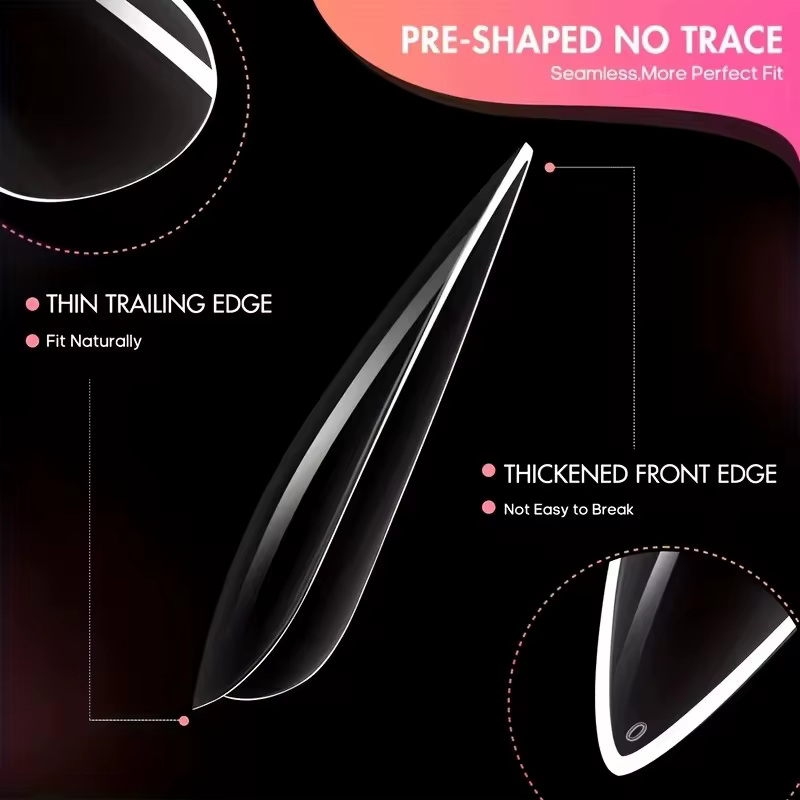 120 pièces d'ongles en boîte de style cercueil/amande/Stiletto/ovale/carré/autres formes transparentes