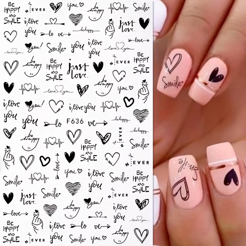 2 autocollants pour ongles sur le thème de la Saint-Valentin F636