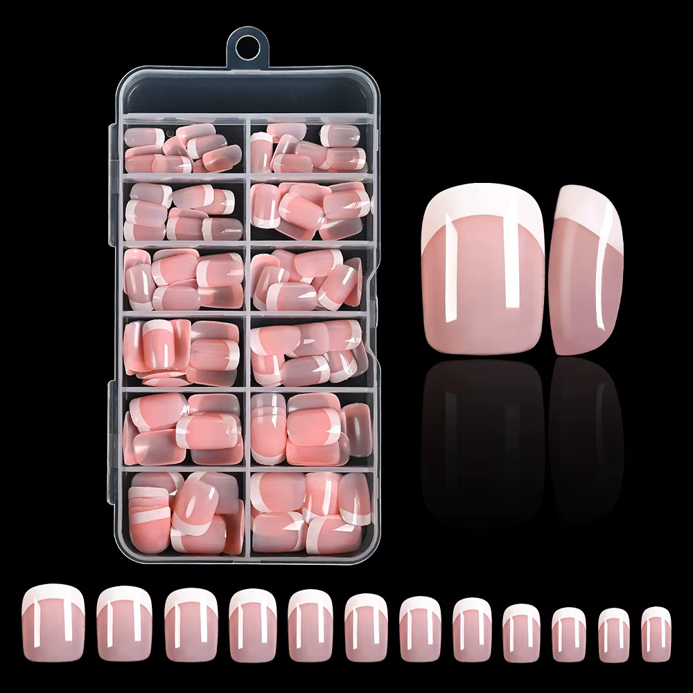 120 pièces rose français court carré faux ongles 12 tailles couverture complète presse