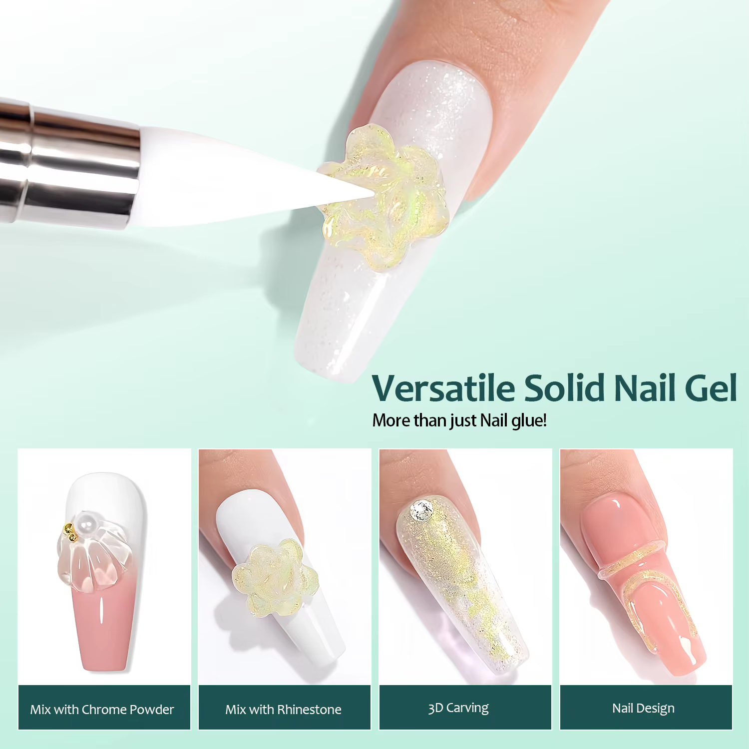 Gel adhésif solide Nailpop - Gel UV transparent pour ongles à presser