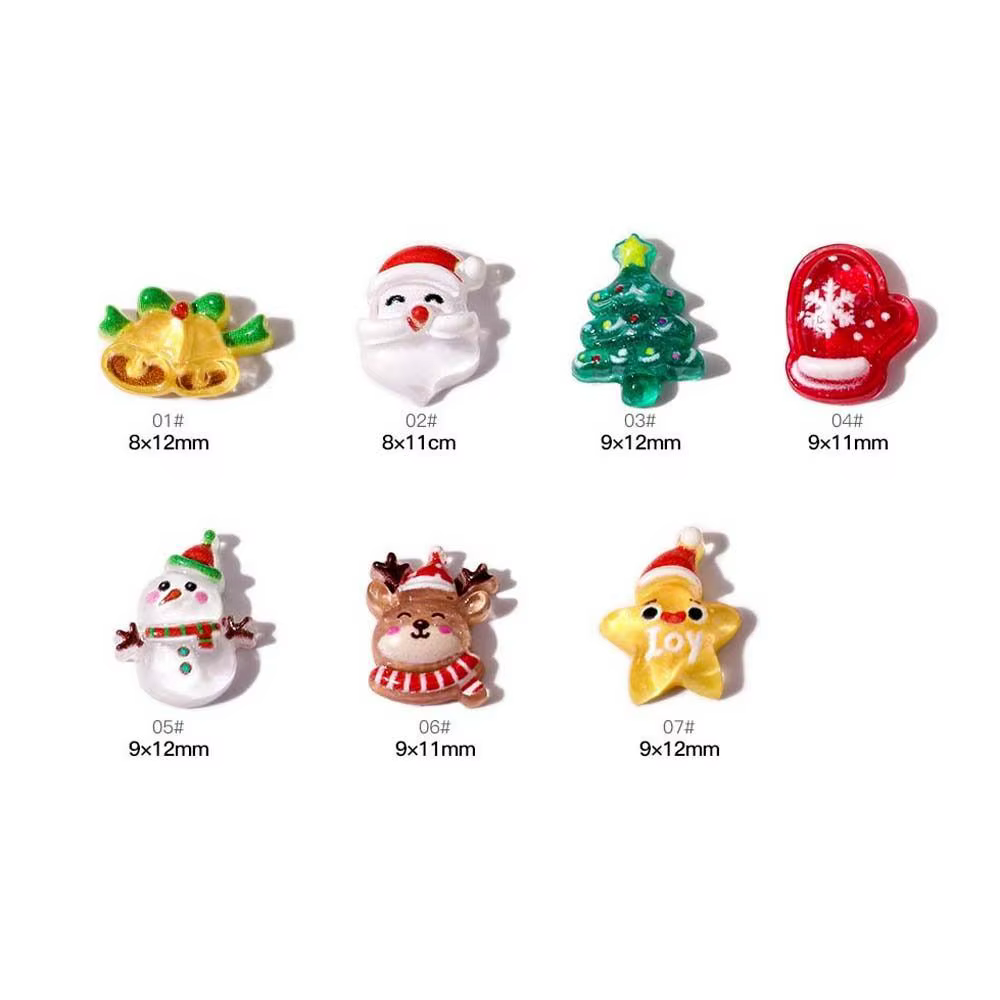 10 pièces/ensemble fournitures pour ongles décorations d'ongles de noël ornements de manucure breloques