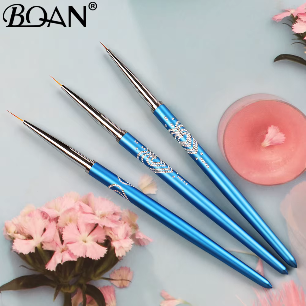 BQAN 7/9/11mm bleu Nail Art Liner pinceaux Gel ongles brosse Gel vernis