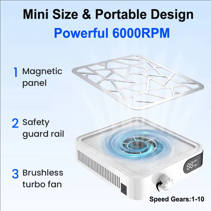 Aspirateur à poussière pour ongles professionnel rechargeable, puissant, avec aspiration réglable et faible bruit