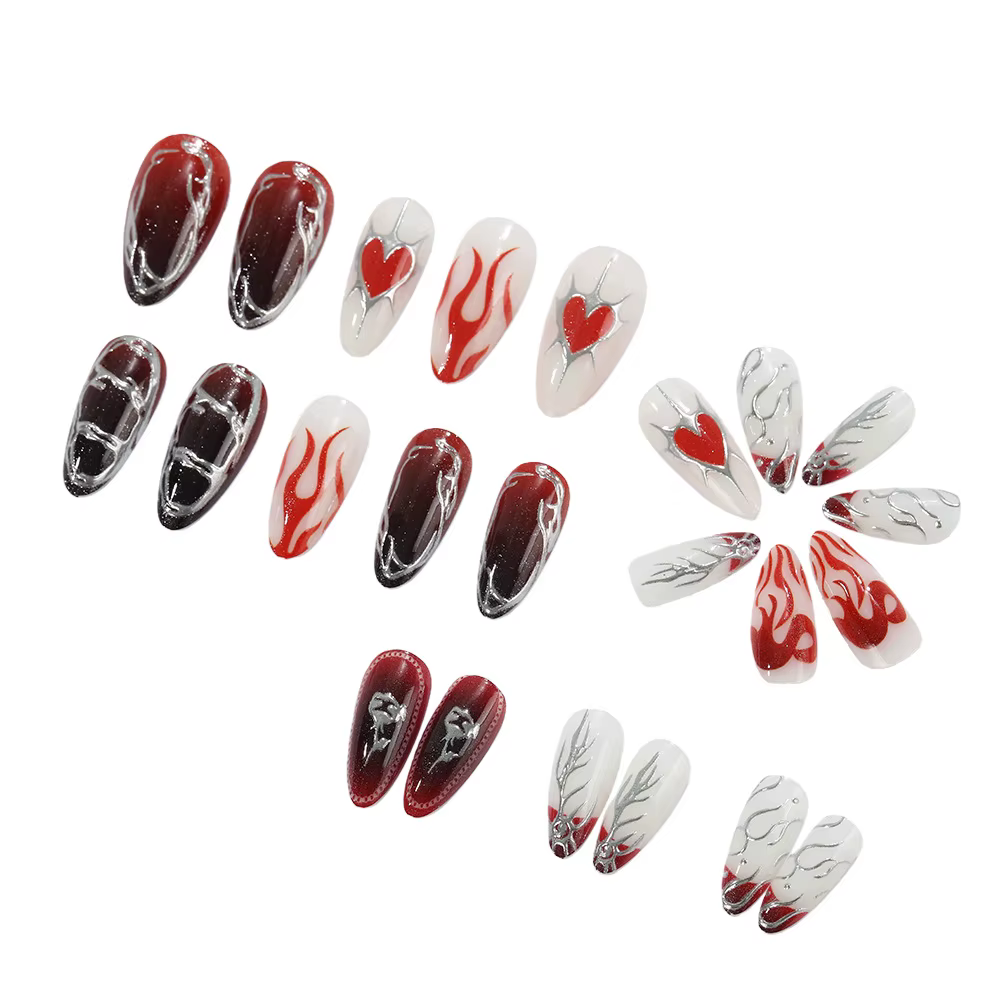Faux ongles 3D pour la saint-valentin