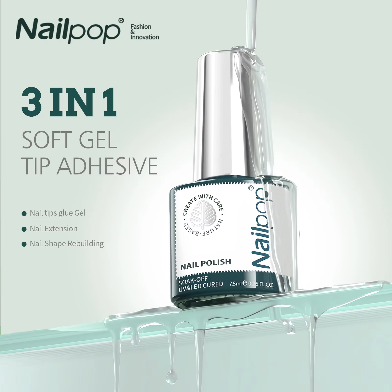 NAILPOP 3-en-1 couche de Base 7ml sans essuyage mat et brillant