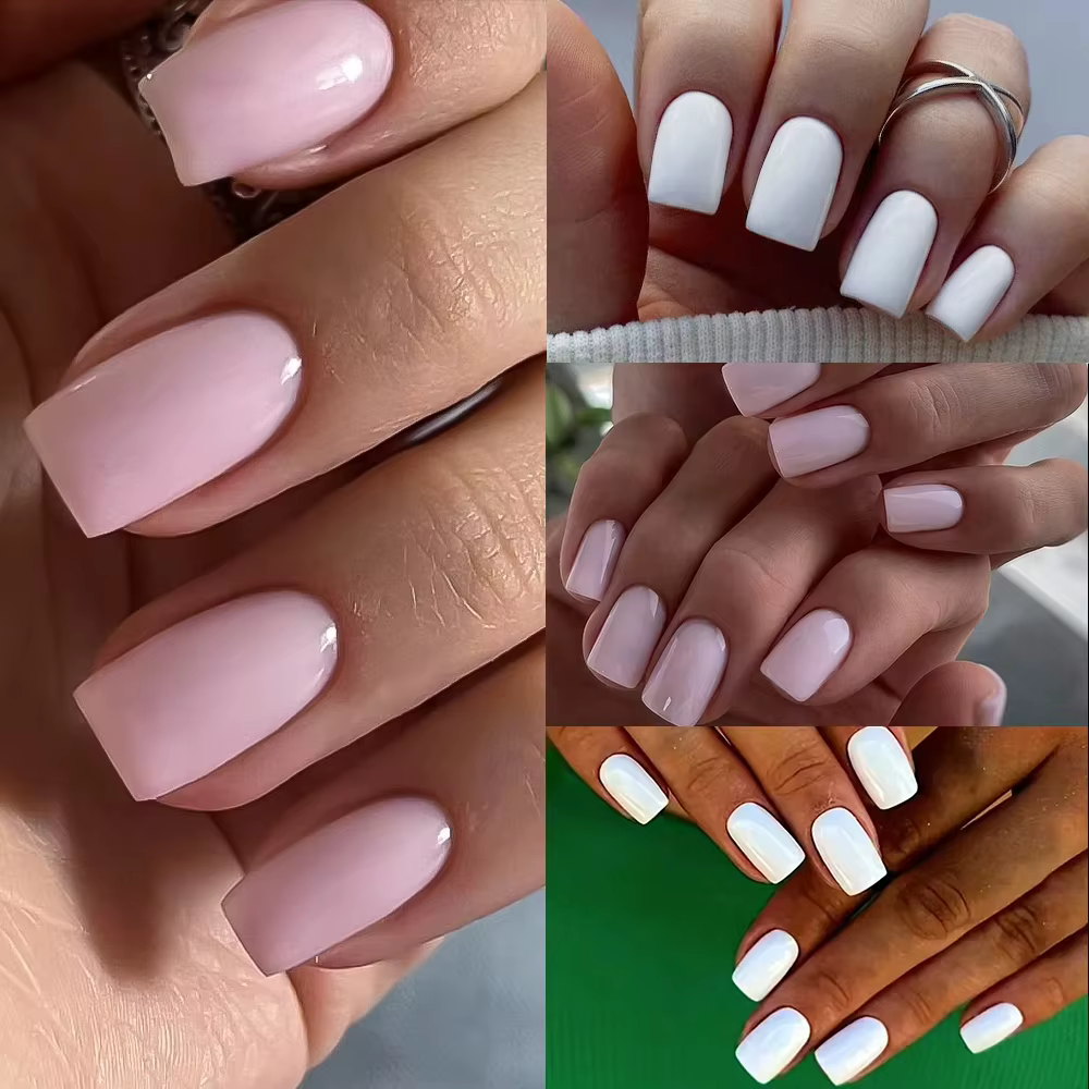 100 pièces presse à la main sur les ongles noir français amande couleur unie mi-longue artificielle faux