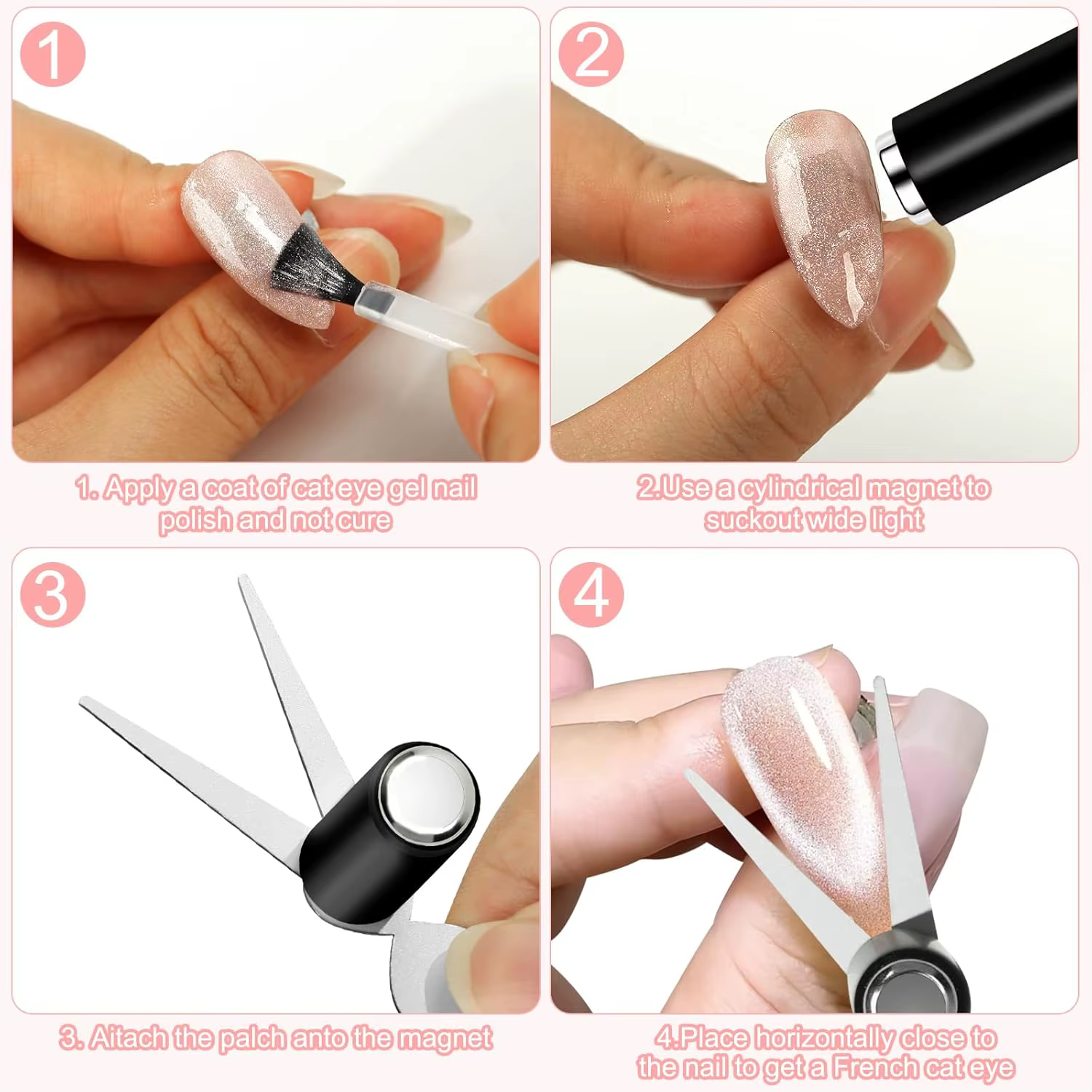 Aimants à ongles double tête forme française