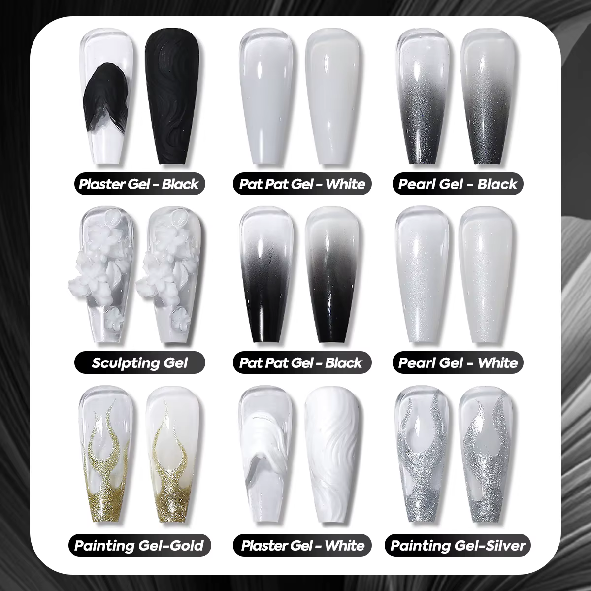 1 pièce Gel de vernis à ongles solide noir et blanc