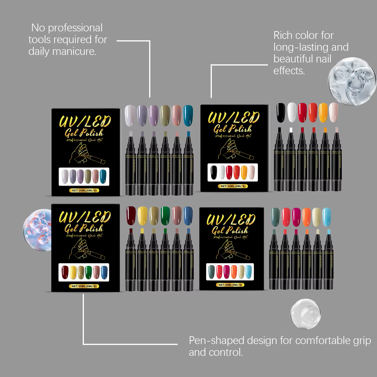 Stylos pour nail art DIY 6 couleurs