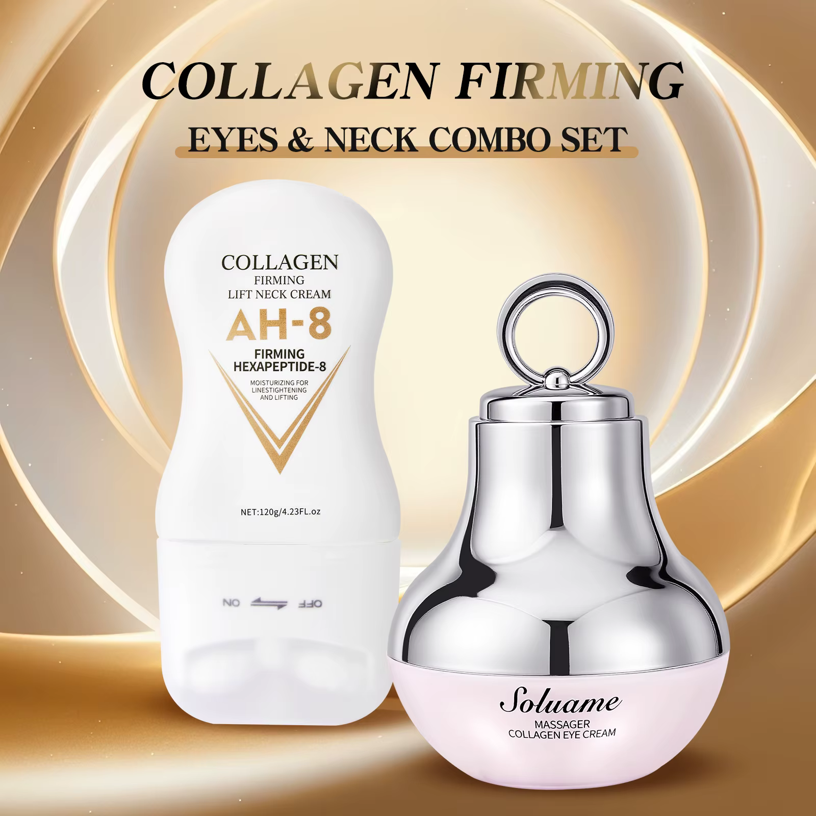Ensemble de crème pour les yeux et crème pour le cou, Massage au collagène, Contour des yeux hydratant et raffermissant, Lotion pour le cou avec rouleau de Massage, facile à absorber
