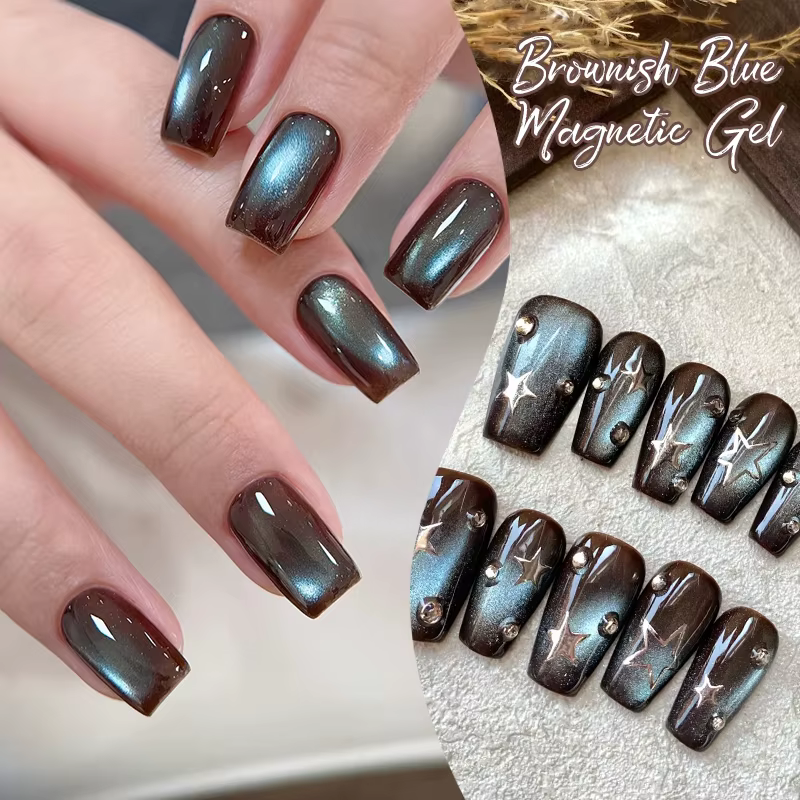 Vernis à ongles Gel magnétique chat bleu brunâtre