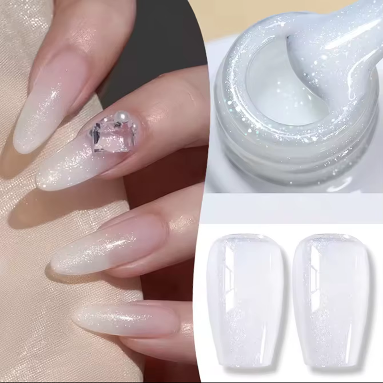 MIANEL 12ML Glittery Moonlight Coconut Milk 2026 Nouveau Vernis à Ongles Gel Scintillant Blanc Lacté Fin Populaire