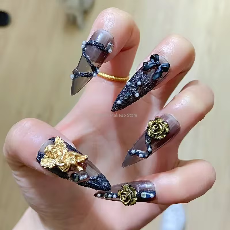 N64.Tips-Faux ongles réutilisables de style gothique