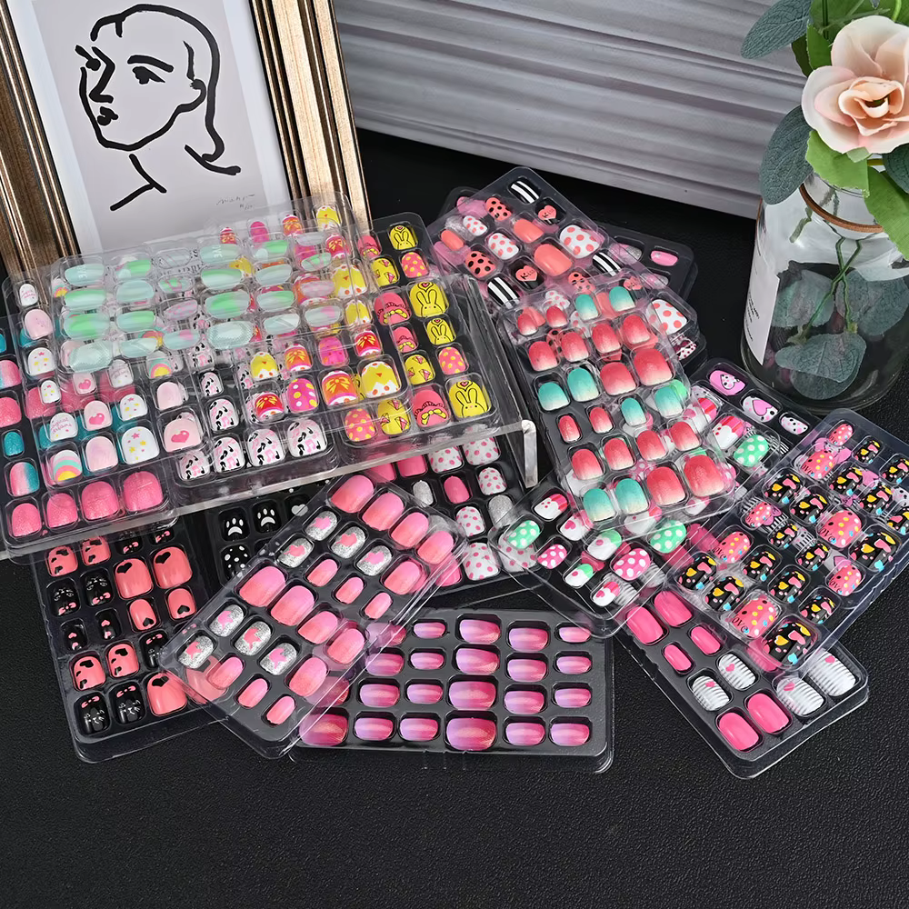 24 pièces/boîte Faux ongles pour enfants