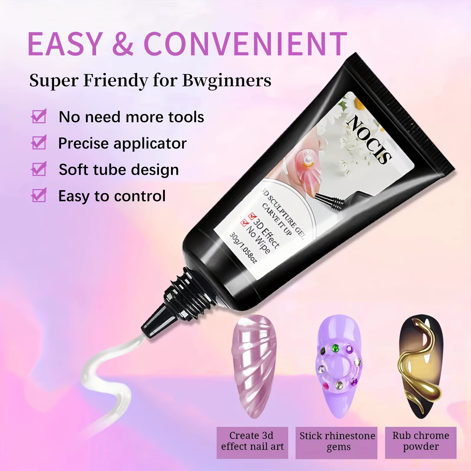 Gel à ongles 3D NOCIS, 15g 30g Gel transparent pour sculpter