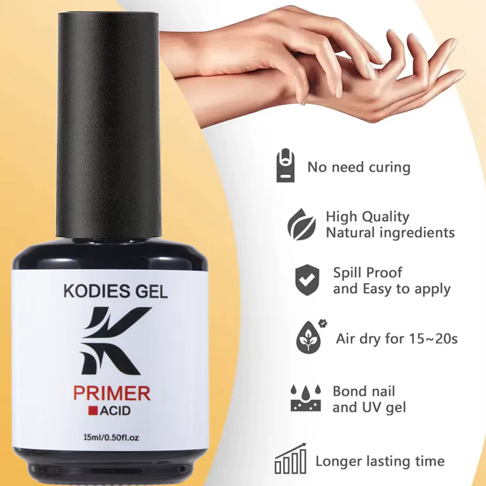 KODIES GEL TPO déshydrateur d'ongles gratuit apprêt sans acide naturel préparation des ongles pour acrylique UV Gel