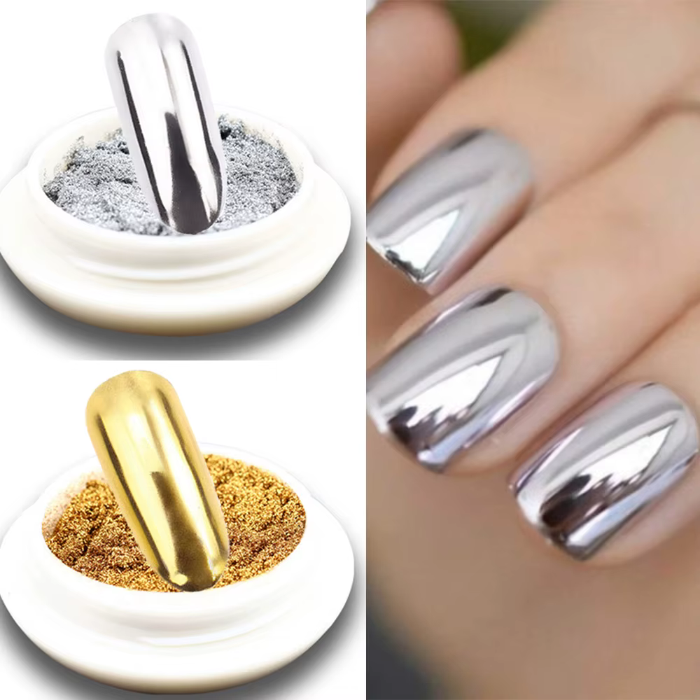 1 pot métallique miroir Chrome poudre à ongles holographique Laser argenté doré