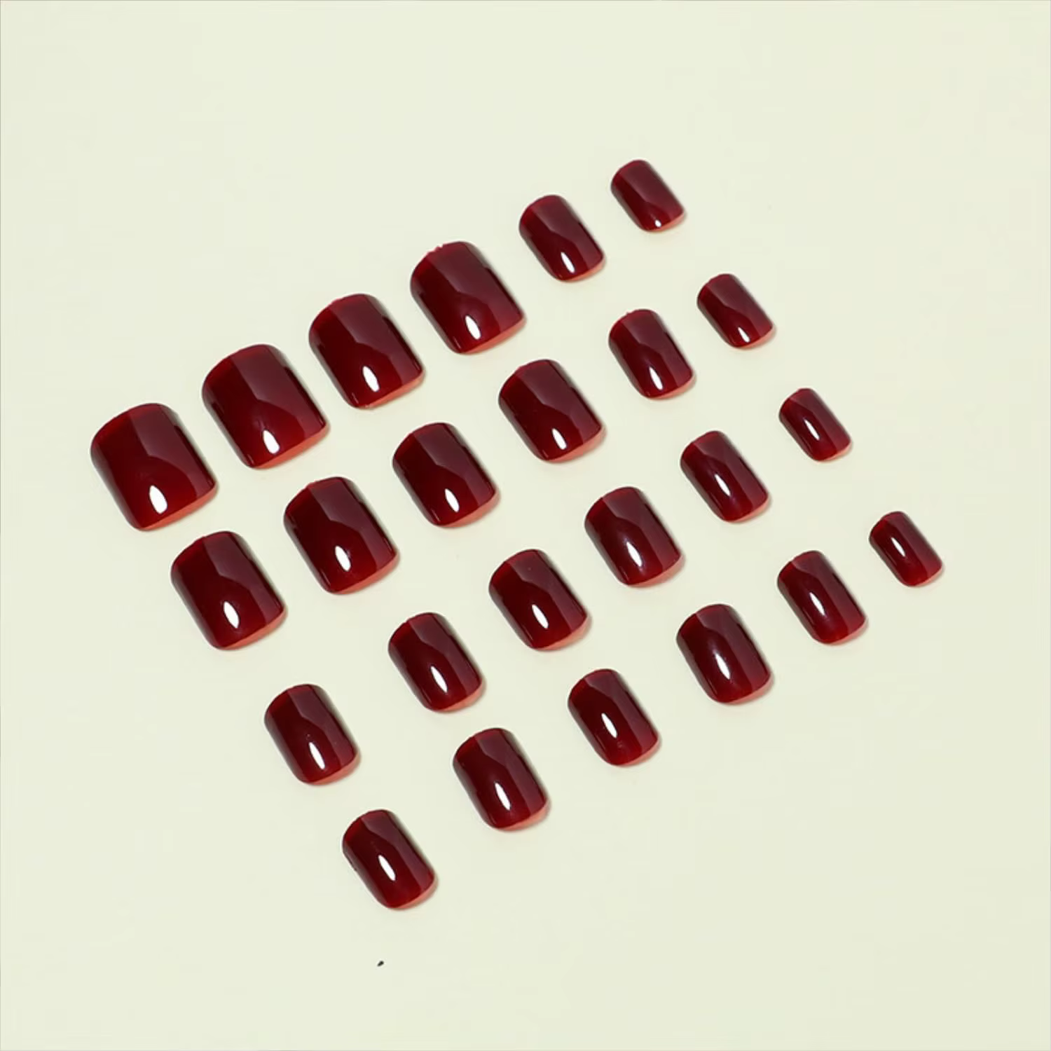 120 pièces cerise rouge court carré presse sur ongles 1 * boîte brillant