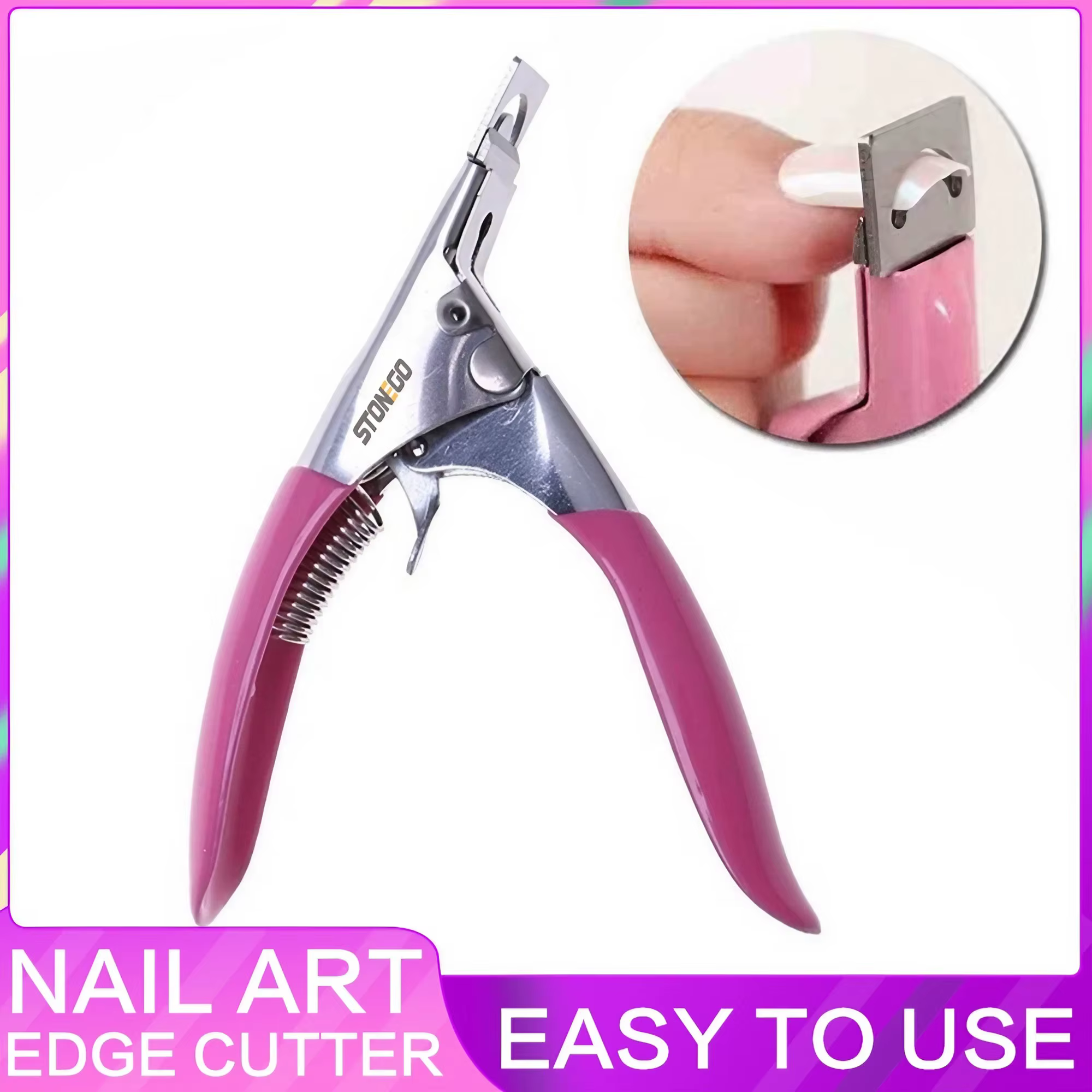 Stonego – coupe-bordure pour Nail Art rose