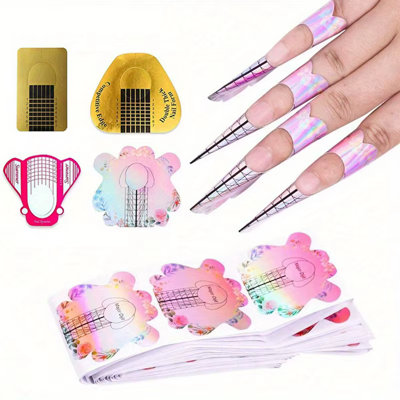 N64.Art-Autocollants pour extensions d'ongles en gel UV