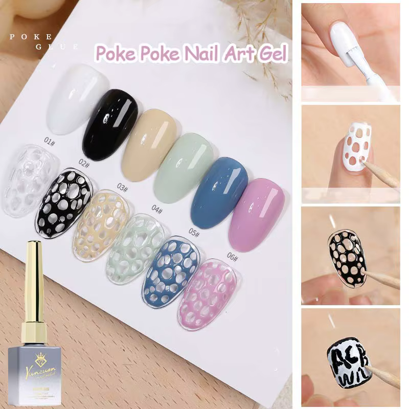 Poke Poke Nail Art colle dentelle trou ongles Graffiti lettre peinture Art Gel noir blanc océan vague Texture UV LED tremper vernis