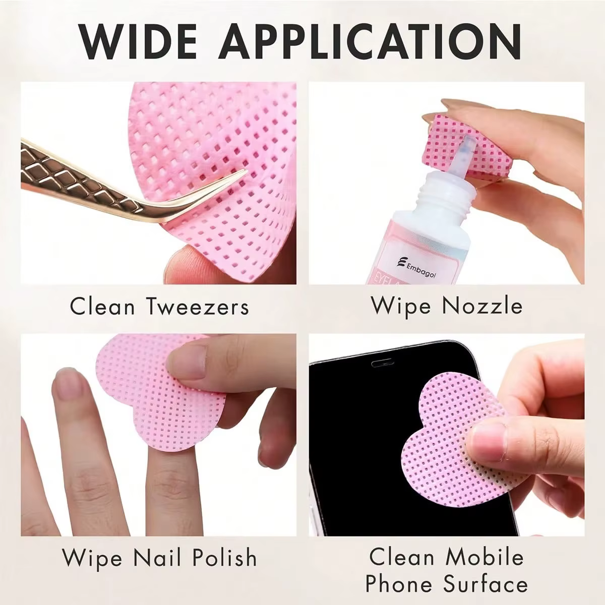 YIKOOLIN 200 pièces/boîte lingettes pour ongles non pelucheuses Extension de cils