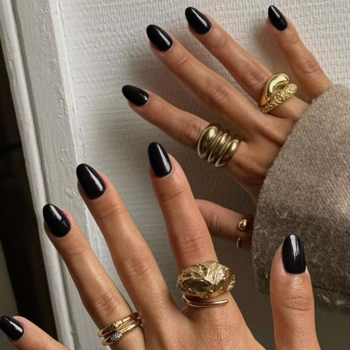 ARTAUG 24 pièces faux ongles ovales à pression en forme de méthode dans un Design de couleur unie