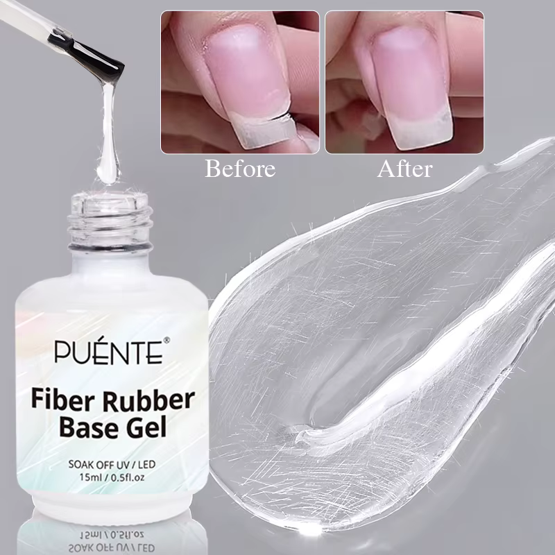 Vernis à ongles en gel de base en caoutchouc de fibre de verre PUENTE 15ML pour renforcement