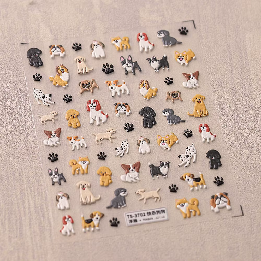 Autocollants 5D pour Ongles de Chien de Dessin Animé Mignon